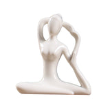 Maxbell Ceramic Yoga Figure Ornament Statue Sculpture Zen Garden Home Desk Decor 10x3.5x11cm