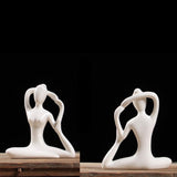 Maxbell Ceramic Yoga Figure Ornament Statue Sculpture Zen Garden Home Desk Decor 10x3.5x11cm