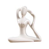 Maxbell Ceramic Yoga Figure Ornament Statue Sculpture Zen Garden Home Desk Decor 10x3.5x11cm