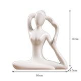 Maxbell Ceramic Yoga Figure Ornament Statue Sculpture Zen Garden Home Desk Decor 10x3.5x11cm