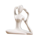 Maxbell Ceramic Yoga Figure Ornament Statue Sculpture Zen Garden Home Desk Decor 10x3.5x11cm