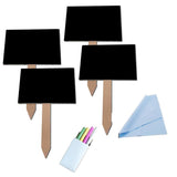 Max Maxb 4Pcs Small MDF Blackboard Chalkboard with Stick Price Tags Message Board