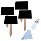 Max Maxb 4Pcs Small MDF Blackboard Chalkboard with Stick Price Tags Message Board