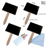 Max Maxb 4Pcs Small MDF Blackboard Chalkboard with Stick Price Tags Message Board