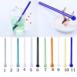 Creative Reusable Glass Tube Drinking Straw With Cleaning Brush Grey