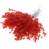 50pcs Artificial Flower Stem with Crystal Acrylic Bead Drop 15cm Red