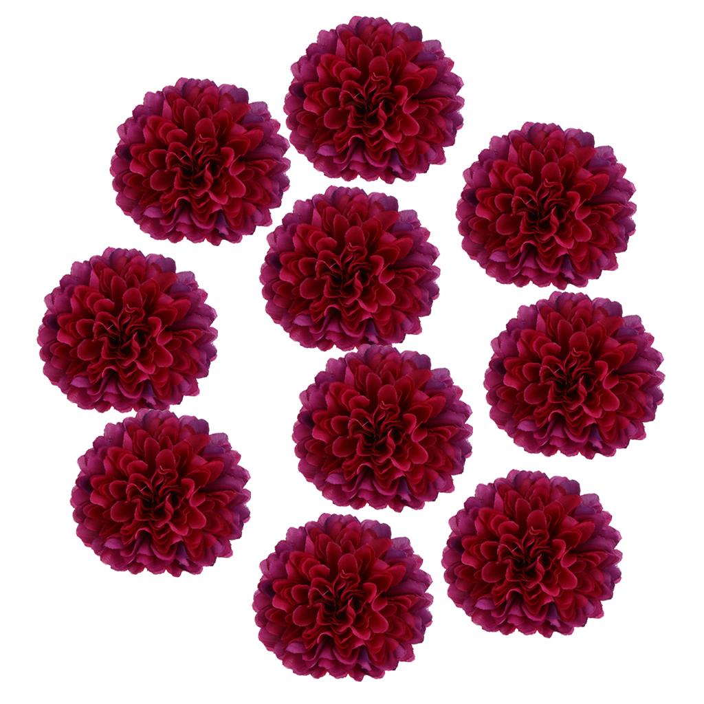 10pcs Artificial Silk Chrysanthemum Flower Heads Bouquet Wedding Decor Burgundy