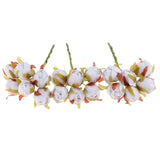 60pcs Artificial Camellia Flowers Branch Wedding Bouquets Decor White