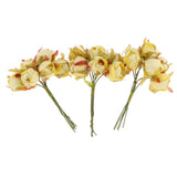 60pcs Artificial Camellia Flowers Branch Wedding Bouquets Decor Yellow