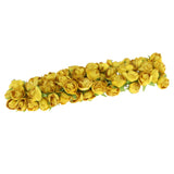 60x Wire Silk Camellia Flowers for Wedding Hair Clip Wreath DIY Yellow