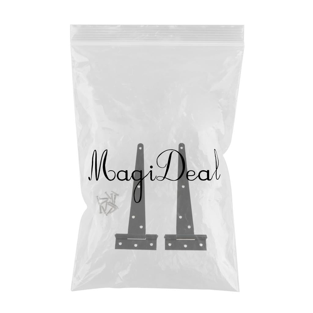 Maxbell 1 Pair Heavy Duty T Hinge Cabinet Shed Door Gate Tee Hinge Black 8inch