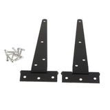 Maxbell 1 Pair Heavy Duty T Hinge Cabinet Shed Door Gate Tee Hinge Black 8inch