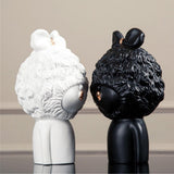 Maxbell Resin Figurine Statue Craftwork Cartoon Curly Girl Dolls Home Decor Black