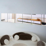 6 Pieces Self-adhesive Square Mirror Wall Stickers Decal #1 14x14cm Silver