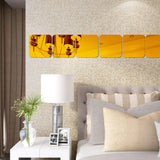 Max Maxb 6 Pieces Self-adhesive Square Mirror Wall Stickers Decal #4 20x20cm Golden