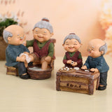 Old Couple Ornament Old Man Granny Home Decoration 04 Make Dumpling