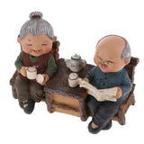 Old Couple Ornament Old Man Granny Home Decoration 05 Read Newspapers