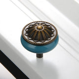 Maxbell Vintage Ceramics Round Cabinet Pull Knobs Blue