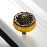 Maxbell Vintage Ceramics Round Cabinet Pull Knobs Yellow