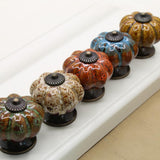 Maxbell  Round Pumpkin Shape Ceramic Cabinet Pull Knobs Green