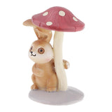 Cute Resin Mushroom Rabbit Crafts Animal Figurine Ornament DIY Decor Red