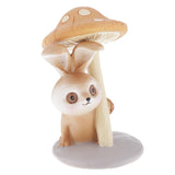 Cute Resin Mushroom Rabbit Crafts Animal Figurine Ornament DIY Decor Orange