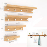 Maxbell  Bamboo Wall Mounted Shelf with Hooks for Home I