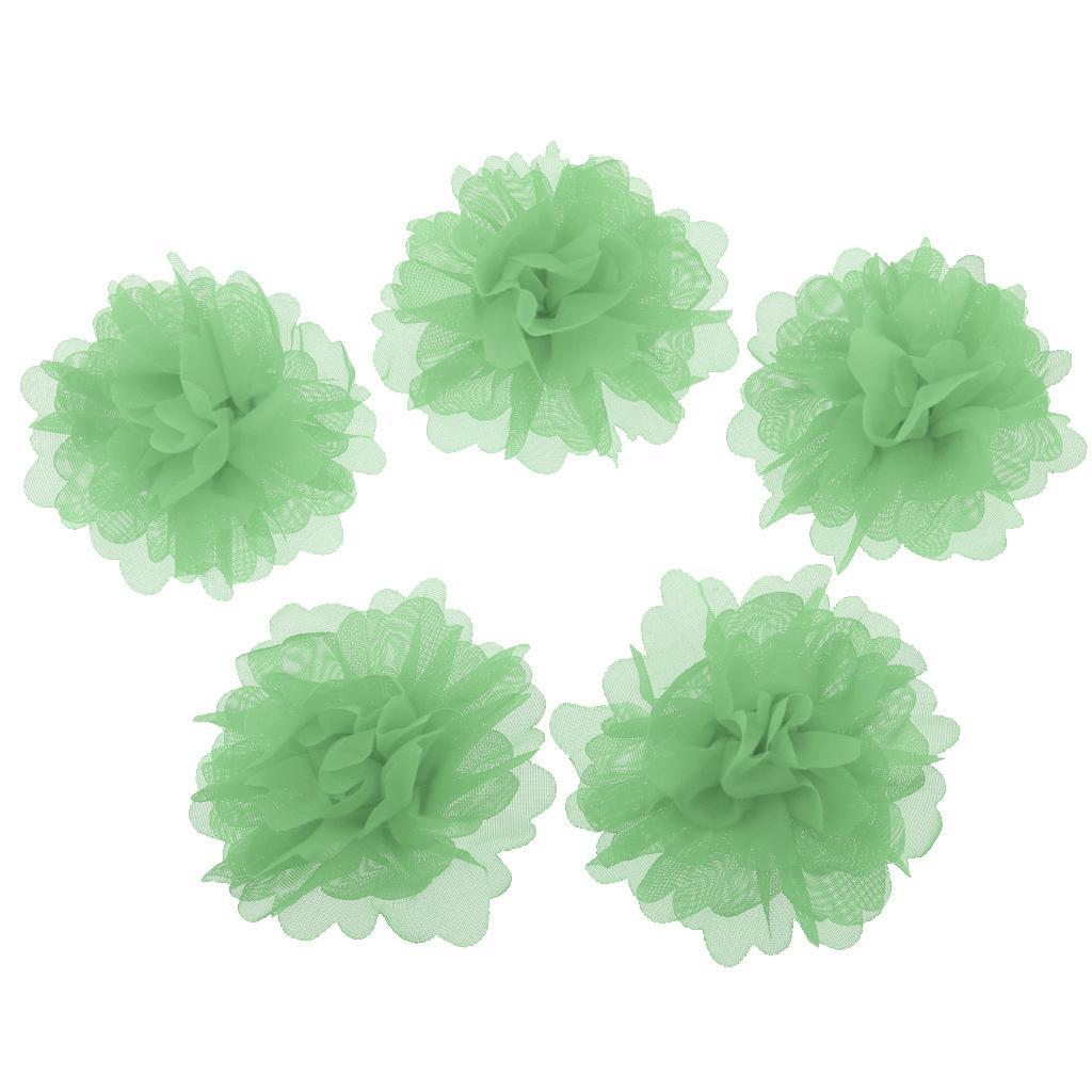 5pcs Artificial Chiffon Flower DIY Headdress Wedding Floral Decor Mint Green