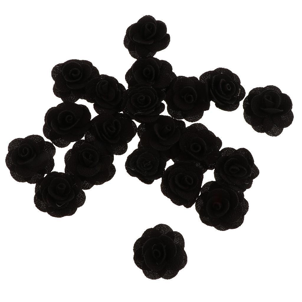 20 Pieces Silk Rose Flower Head Bud DIY Craft Wedding Decor Black