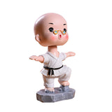 Max Resin Car Interior Ornament Desk Little Shaolin Kung Fu Monk Buddha White