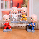 Max Resin Car Interior Ornament Desk Little Shaolin Kung Fu Monk Buddha White