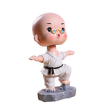 Max Resin Car Interior Ornament Desk Little Shaolin Kung Fu Monk Buddha White