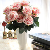 Artificial French Rose Flower Bouquet Wedding Home Floral Decor Dark Pink