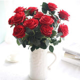 Artificial French Rose Flower Bouquet Wedding Home Floral Decor Red