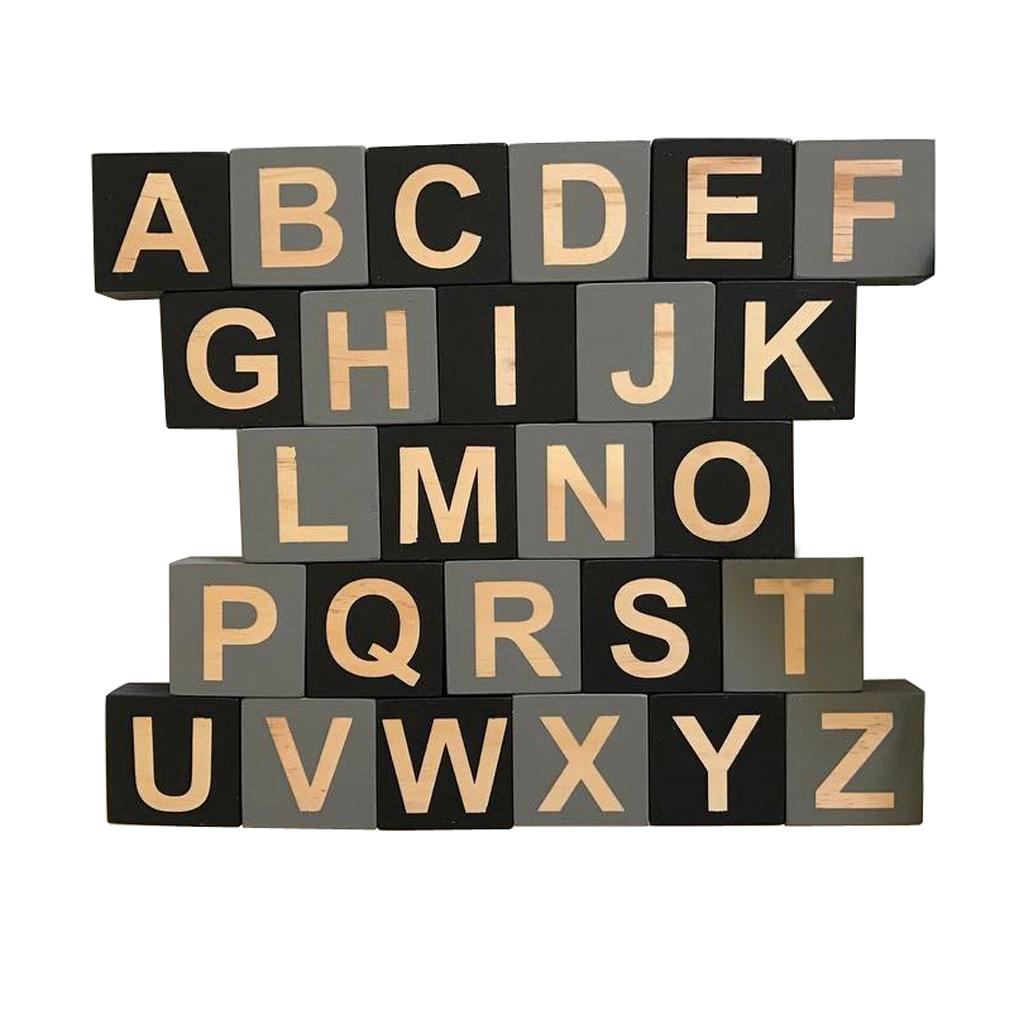 Max Wooden 26 English Alphabet Letters Kids Educational Toy Embellishenment e