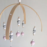 Max Kids Crib Mobile Bell Wooden Wind Chime Hanging Room Decor Gray and Pink