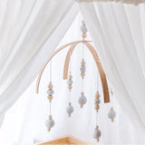 Max Kids Crib Mobile Bell Wooden Wind Chime Hanging Room Decor Gray and Pink