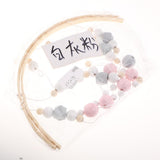 Max Kids Crib Mobile Bell Wooden Wind Chime Hanging Room Decor Gray and Pink