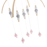 Max Kids Crib Mobile Bell Wooden Wind Chime Hanging Room Decor Gray and Pink