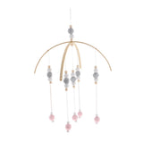 Max Kids Crib Mobile Bell Wooden Wind Chime Hanging Room Decor Gray and Pink