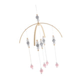 Max Kids Crib Mobile Bell Wooden Wind Chime Hanging Room Decor Gray and Pink