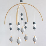 Max Kids Crib Mobile Bell Wooden Wind Chime Hanging Room Decor Gray and Silver