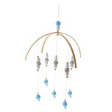 Max Kids Crib Mobile Bell Wooden Wind Chime Hanging Room Decor Silver and Blue
