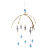 Max Kids Crib Mobile Bell Wooden Wind Chime Hanging Room Decor Silver and Blue