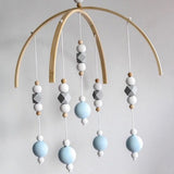 Max Kids Crib Mobile Bell Wooden Wind Chime Hanging Room Decor Silver and Blue