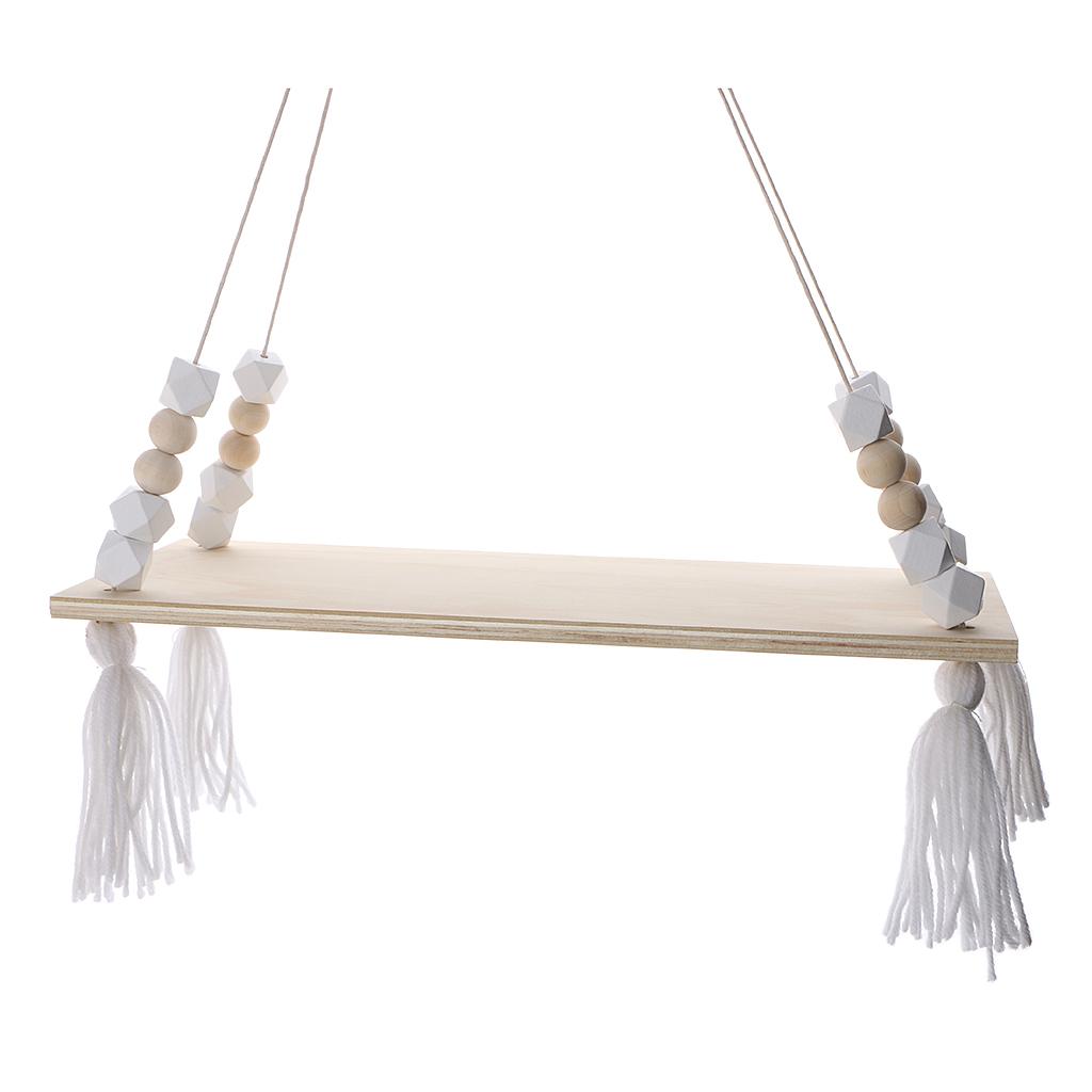 Maxbell Wooden Floating Wall Shelves Entryway Flower Vase Holder Display Rack White