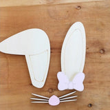 Maxbell Wooden Rabbit Ear Wall Sticker DIY Wood Craft Decoration for Home Decor D