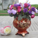 Artificial 21-Head Rose Silk Flower Floral Wedding Home Decor Purple