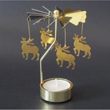 Christmas Decor Rotating Candle Tea Light Holder Candlestick Gold Deer