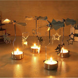 Christmas Decor Rotating Candle Tea Light Holder Candlestick Gold Snowflake